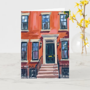 Boston Brownstones Massachusetts Watercolor Card