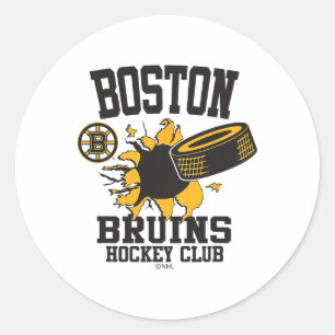Boston Bruins Hockey Puck Burst Gray Officially Li Classic Round Sticker