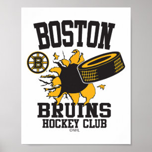 Boston Bruins Hockey Puck Burst Gray Officially Li Poster