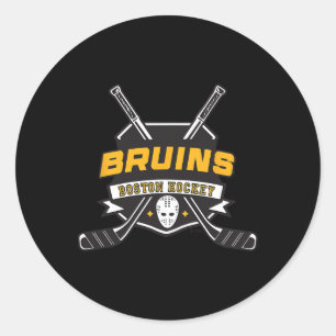 Boston Bruins Hockey Sticks Gray Officially Licens Classic Round Sticker