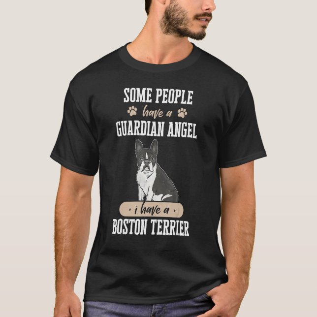 Boston Bull Terrier Dog Guardian Angel Boston Terr T-Shirt (Front)