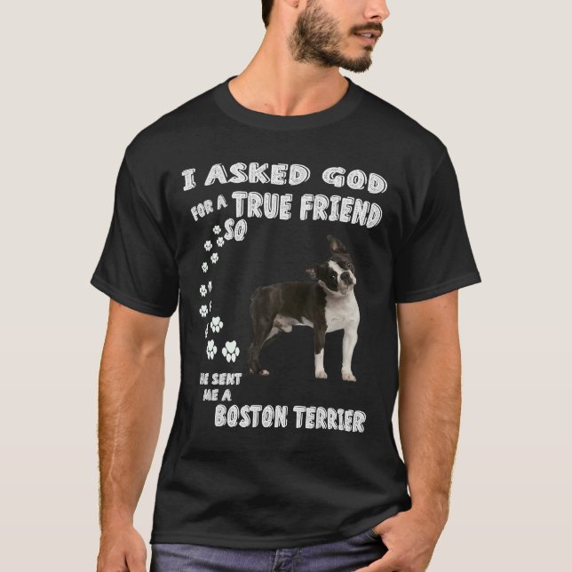 Boston Bull Terrier Dog Quote Mum Dad Print Boston T-Shirt (Front)