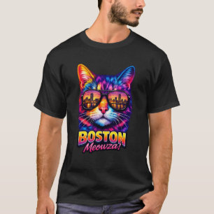 Boston Cat Trendy Cool Colourful Kitten Sunglasse T-Shirt