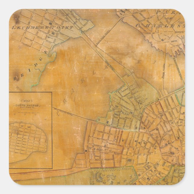 Boston, Charlestown, Cambridge, Massachusetts Square Sticker (Front)