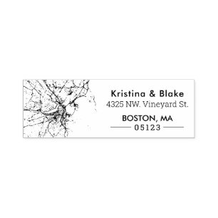 Boston City Map   Custom Address Self-inking Stamp