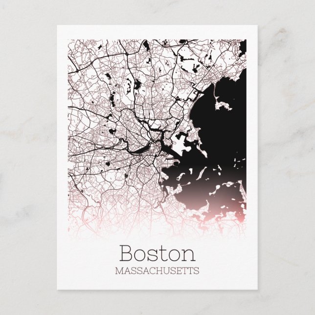 Boston City Map Postcard (Front)