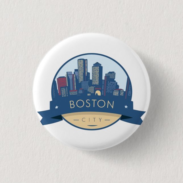 Boston City Skyline, boston ma skyline 3 Cm Round Badge (Front)