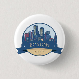 Boston City Skyline, boston ma skyline 3 Cm Round Badge
