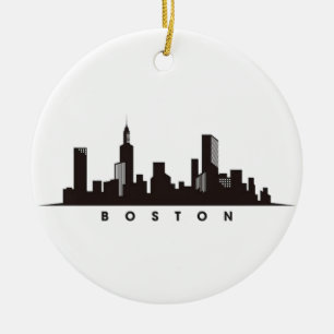 Boston City Skyline, boston ma skyline Ceramic Tree Decoration