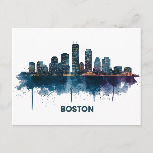 Boston City Skyline, Boston Ma Skyline Coffee Mug Postcard (Front)