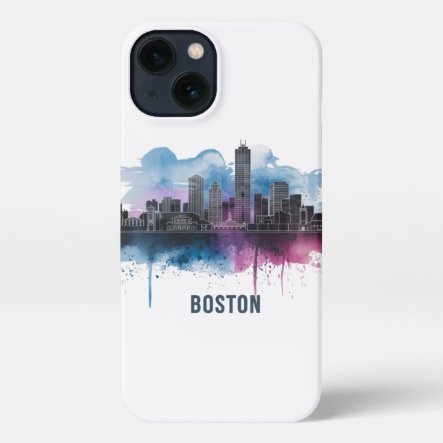 Boston City Skyline, Boston Ma Skyline iPhone Case (Back)