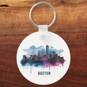 Boston City Skyline, Boston Ma Skyline Key Ring