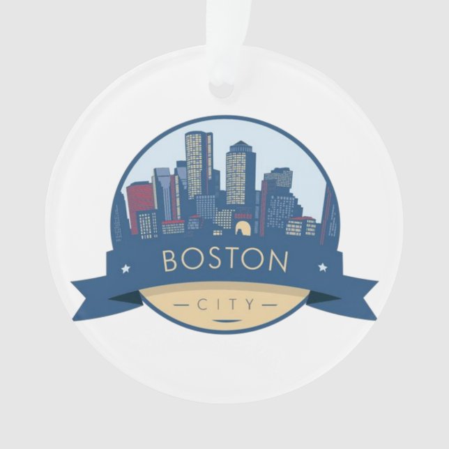 Boston City Skyline, boston ma skyline Ornament (Front)