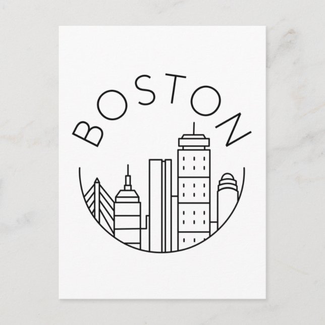 Boston City Skyline, boston ma skyline Postcard (Front)