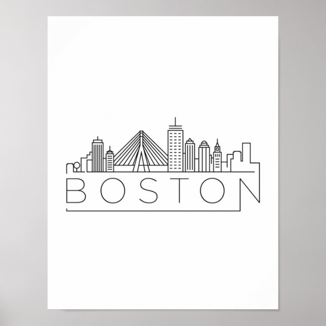 Boston City Skyline, boston ma skyline Poster (Front)