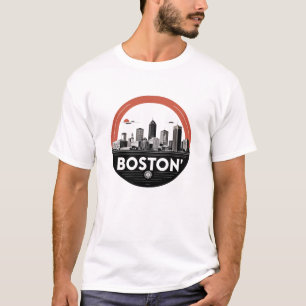 Boston City Skyline – Modern Minimalist Cityscape  T-Shirt