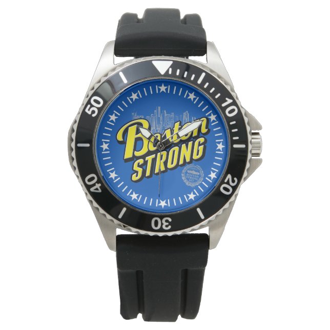 Boston City Strong Remembers on Blue Dial Watch (Front)
