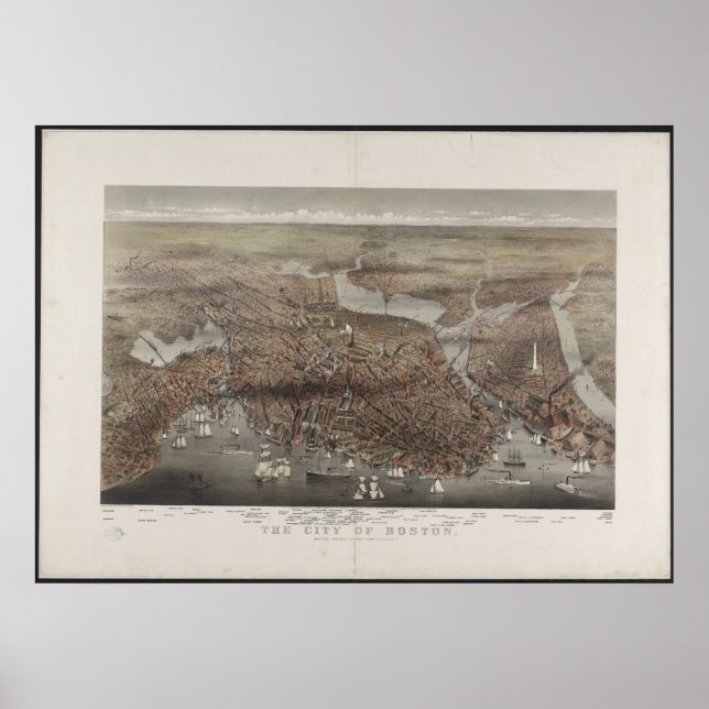 Boston City View 1873 Poster (Front)