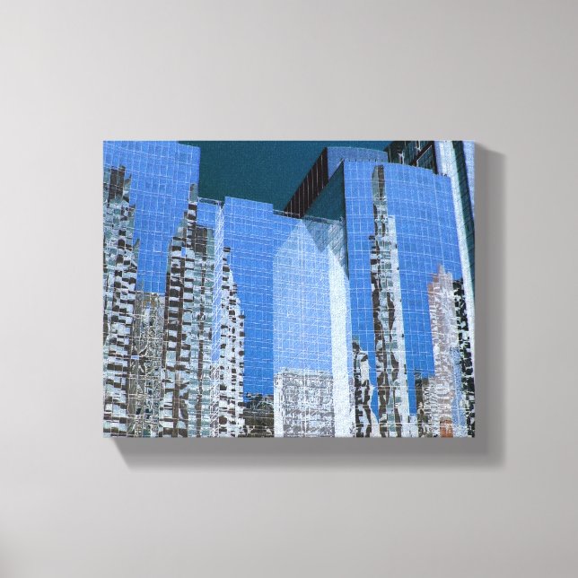 Boston Cityscape Blue Canvas Print (Front)
