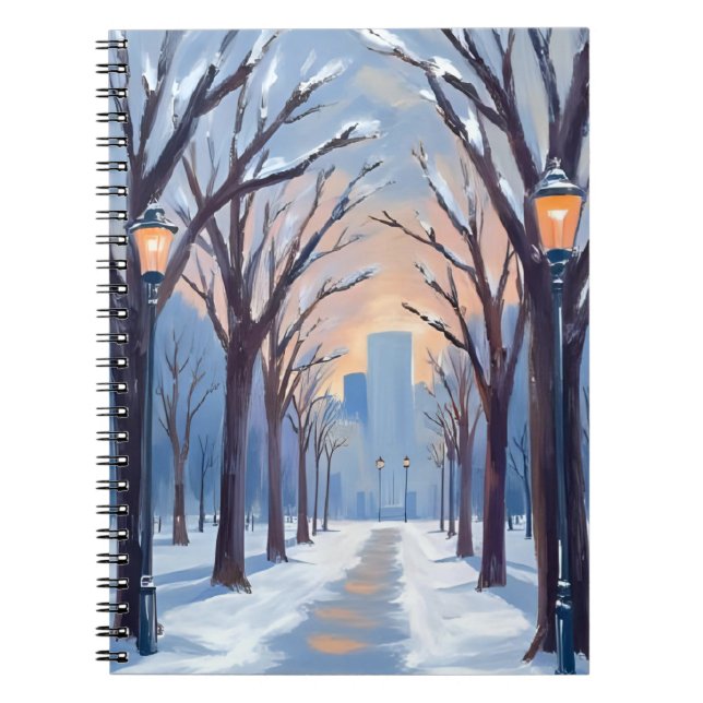 Boston Common | Winter Snowfall Watercolor Notebook (Front)