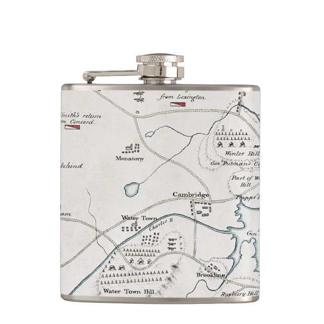 BOSTON-CONCORD MAP, 1775 HIP FLASK (Front)