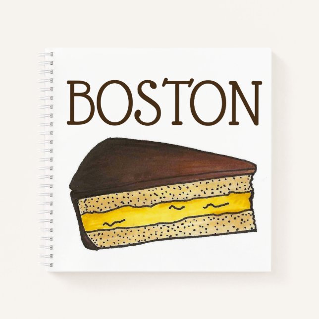 Boston Cream Creme Pie Slice Dessert Massachusetts Notebook (Front)
