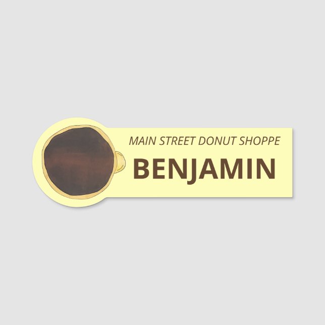 Boston Cream Doughnut Doughnut Custard Chocolate Name Tag (Front)