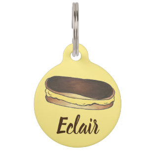 Boston Cream Pie Custard Eclair French Pastry Food Pet Tag