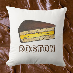 Boston Cream Pie Slice Food Dessert Massachusetts Cushion
