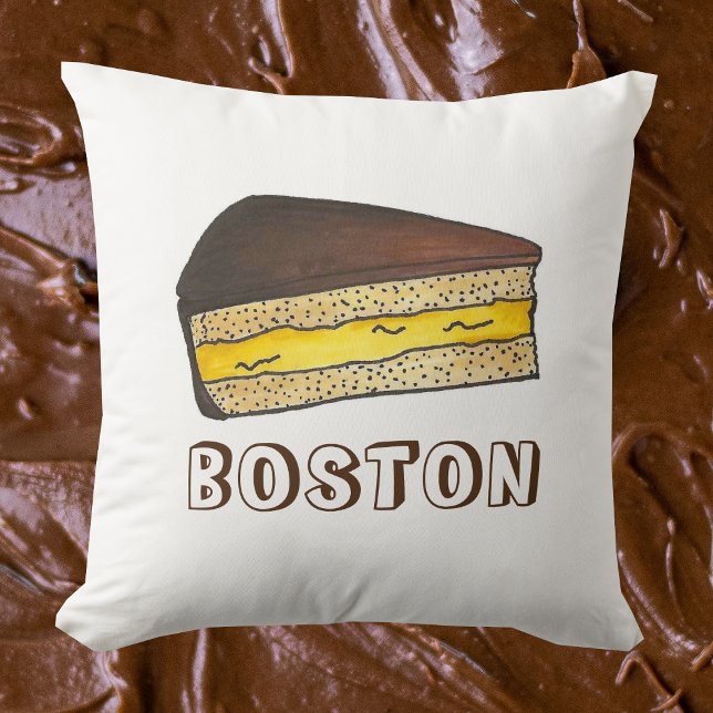 Boston Cream Pie Slice Food Dessert Massachusetts Cushion (Boston cream pie pillow)
