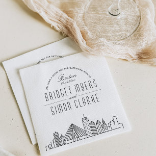 Boston Deco Skyline   Wedding Event Napkins