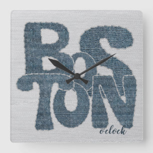Boston Denim Letter Square Wall Clock