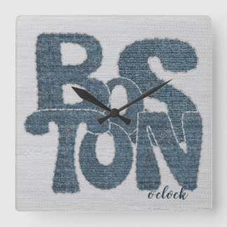 Boston Denim Letter Square Wall Clock