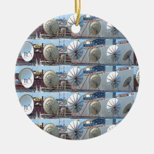 Boston Dish Antenna Internet TV communication hub Ceramic Tree Decoration (Front)