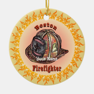 Boston Firefighter  Ceramic Tree Decoration
