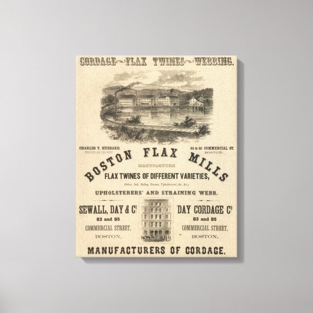 Boston Flax Mills Canvas Print (Front)