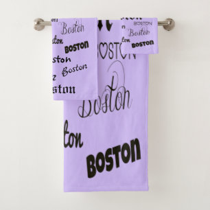 Boston Fonts on Lavender Bath Towel Set