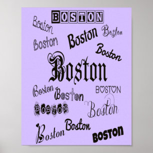 Boston Fonts on Lavender Poster