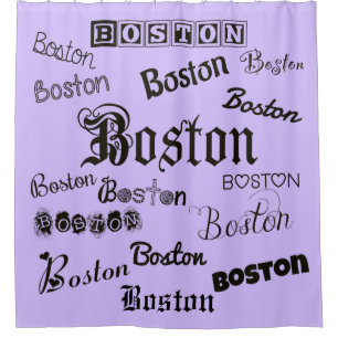 Boston Fonts on Lavender Shower Curtain