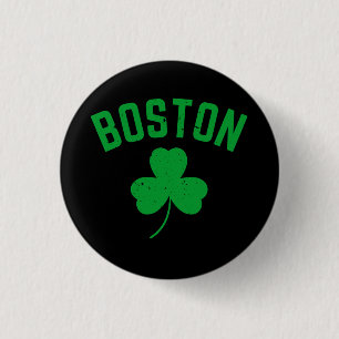 Boston Green Lucky Shamrock 3 Cm Round Badge