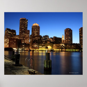 Boston Harbour and skyline. Boston is one of the Poster