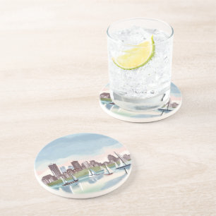 Boston Harbour   Boston Massachusetts Watercolor Coaster