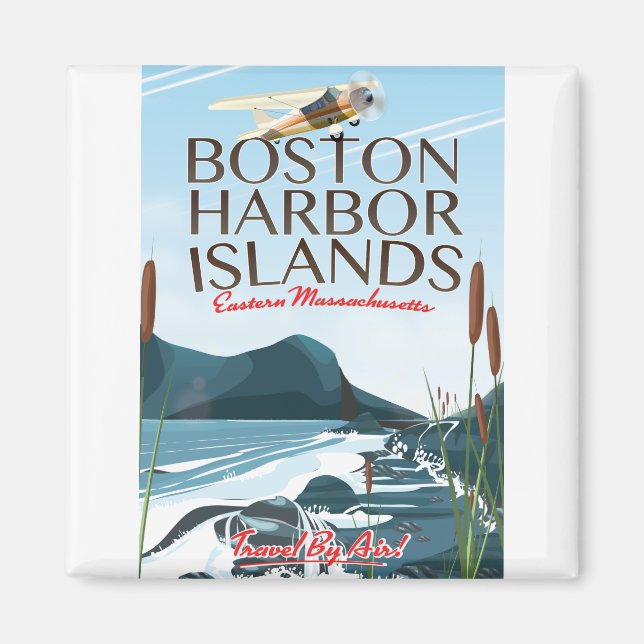 Boston Harbour Massachusetts Flight poster Magnet (Front)
