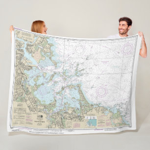 Boston Harbour Nautical Chart 13270 Fleece Blanket