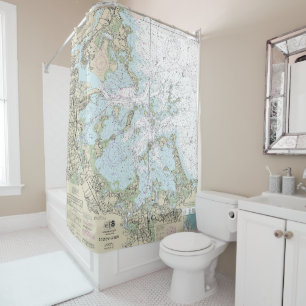 Boston Harbour Nautical Chart 13270 Shower Curtain