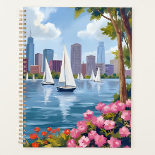 Boston Harbour Spring Boat Bay City Skyline Planner