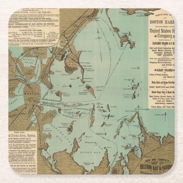 Boston Harbour Square Paper Coaster (Front)