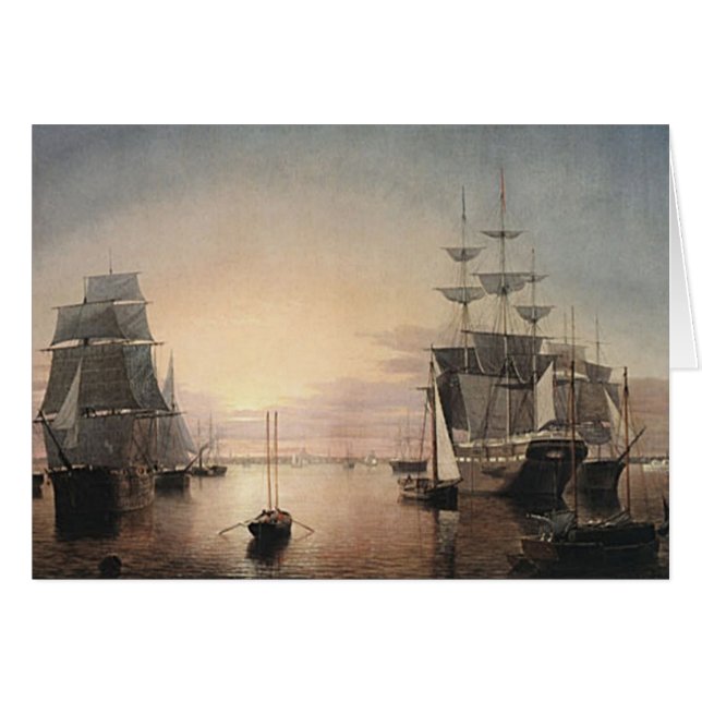 Boston Harbour Sunset card (Front Horizontal)