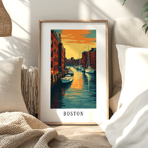 Boston Harbour Sunset Poster - Travel Wall Art Dec