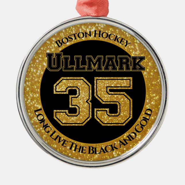 Boston Hockey Ullmark 35 Metal Tree Decoration (Front)